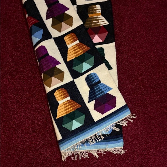 Peruvian Wool Colorful Geometric Patterned Rug - Picture 6 of 9